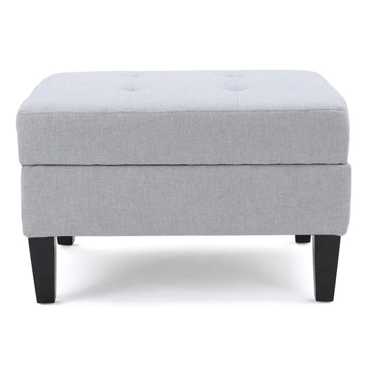Pouf de rangement contemporain capitonné à motif gaufré avec pieds en bouleau