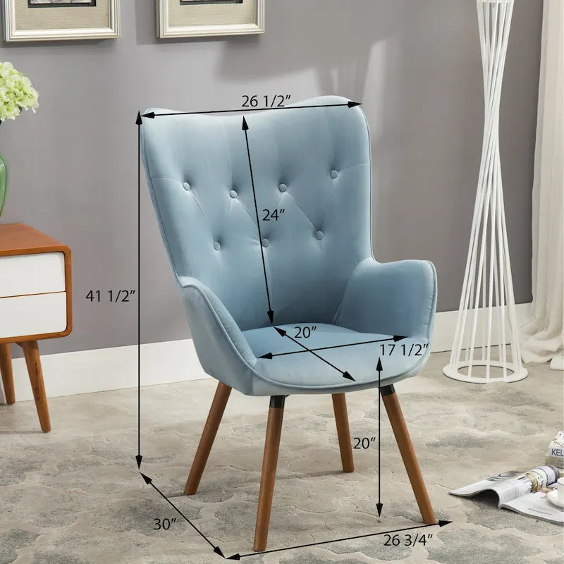Fauteuil d'appoint bleu 30 en polyester capitonné à boutons