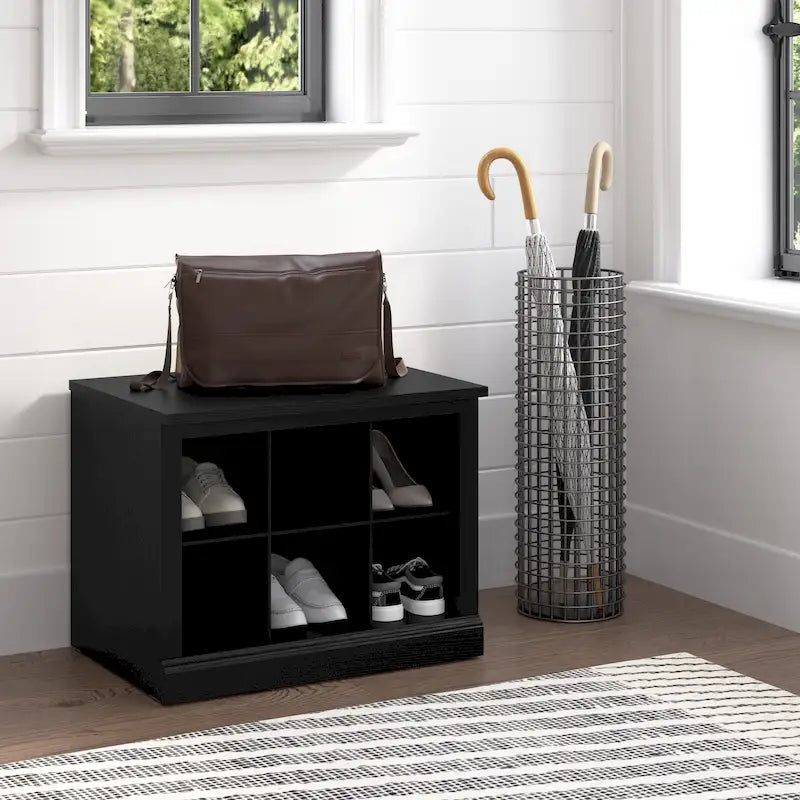 Banc à chaussures Woodland 24W avec étagères, par Bush Furniture
