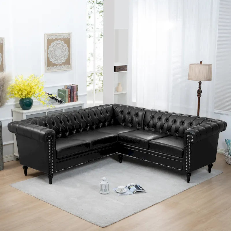 Christopher Knight Home - Canapé d'angle luxueux Clayton en cuir PU