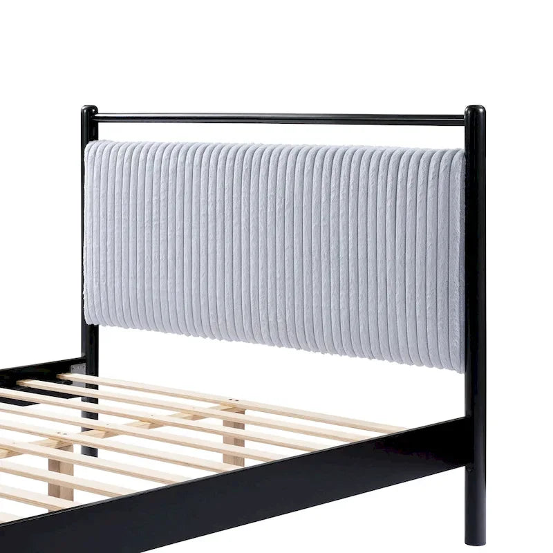 Cadre de lit plateforme en bois Christopher Knight Home, format standard, avec tête de lit moelleuse.