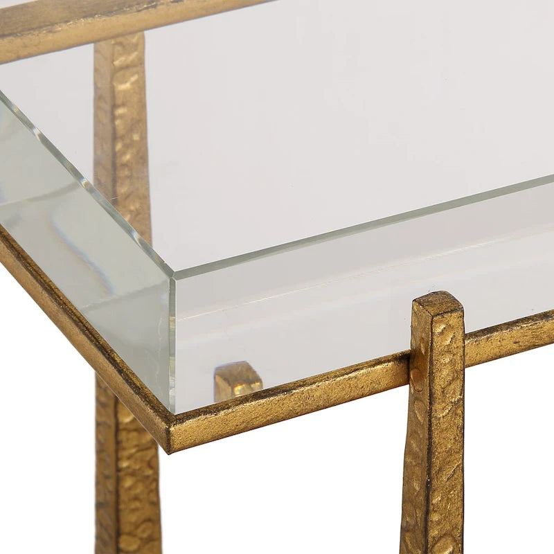 Table d'appoint à plateau en cristal épais - 24 - Or antique