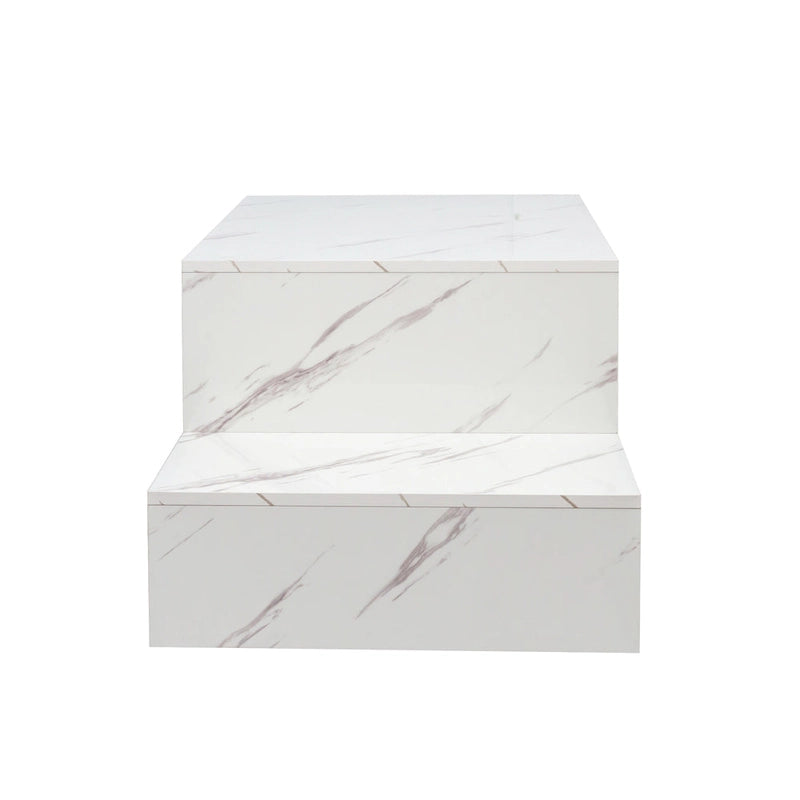Table basse moderne et minimaliste à double niveau avec rangement ouvert, pour salon, noire