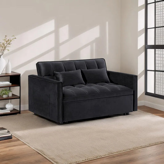 Canapé-lit futon convertible moderne, dossier réglable, supports pour accoudoirs