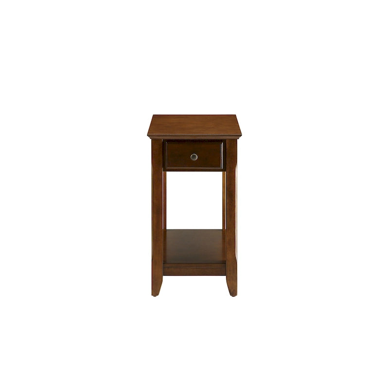 Table d'appoint rectangulaire en bois de 58 cm (23 po) avec deux étagères de rangement et un tiroir, idéale pour le salon - Dimensions : 33 cm (13 po) L x 56 cm (22 po) l x 58 cm (23 po) H