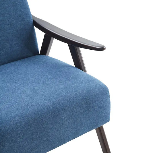 Fauteuil rembourré de style Mid-Century 27,7 avec structure en bois massif et repose-pieds.