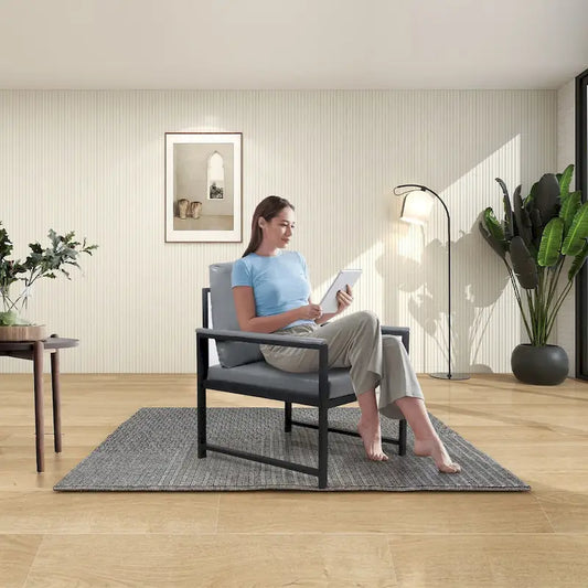 Fauteuil moderne de 74 cm avec pieds antidérapants à adsorption et structure métallique robuste