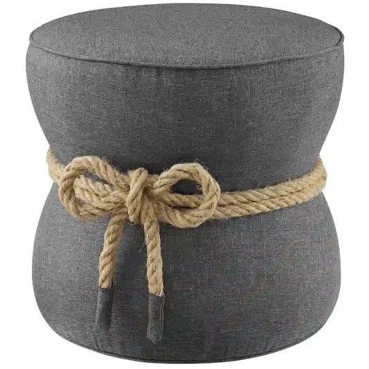 Pouf rembourré en tissu à motif de corde nautique Beat