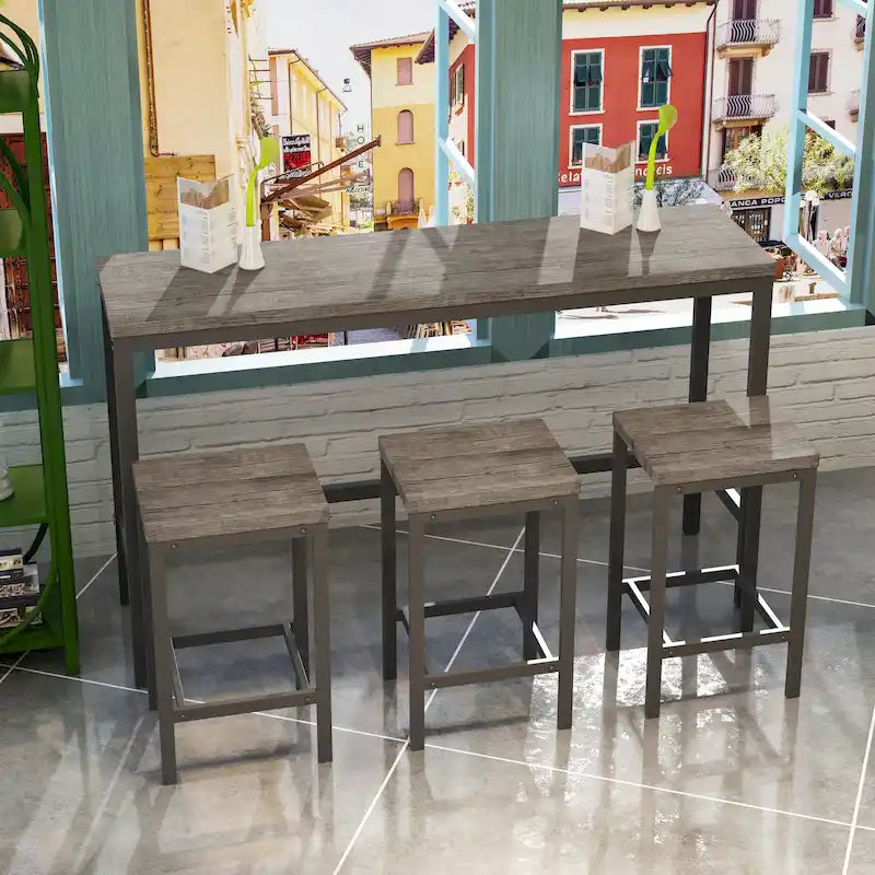 Ensemble table de bar avec 3 tabourets
