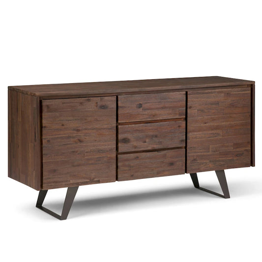 Buffet rectangulaire moderne industriel en bois de chêne WYNDENHALL Mitchell Metal de 152 cm de large - 152 x 43 x 76 cm