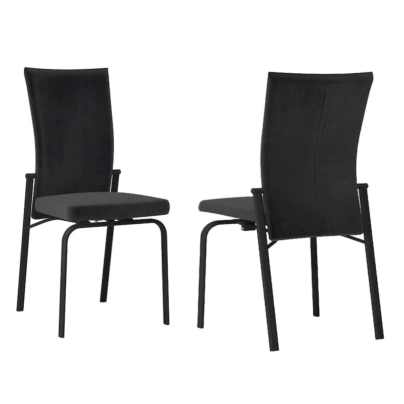 Chaise d'appoint Somette Monique noire à dossier inclinable, lot de 2, entièrement assemblée