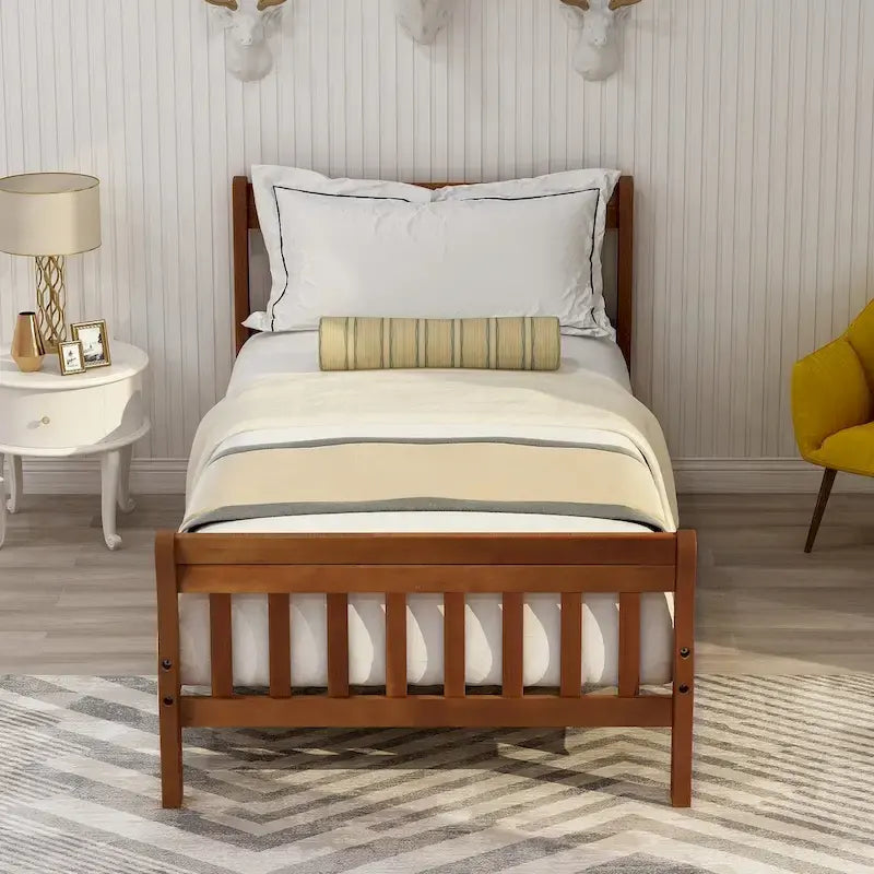 Cadre de lit plateforme en bois pour lit simple, sommier à panneaux, base de matelas