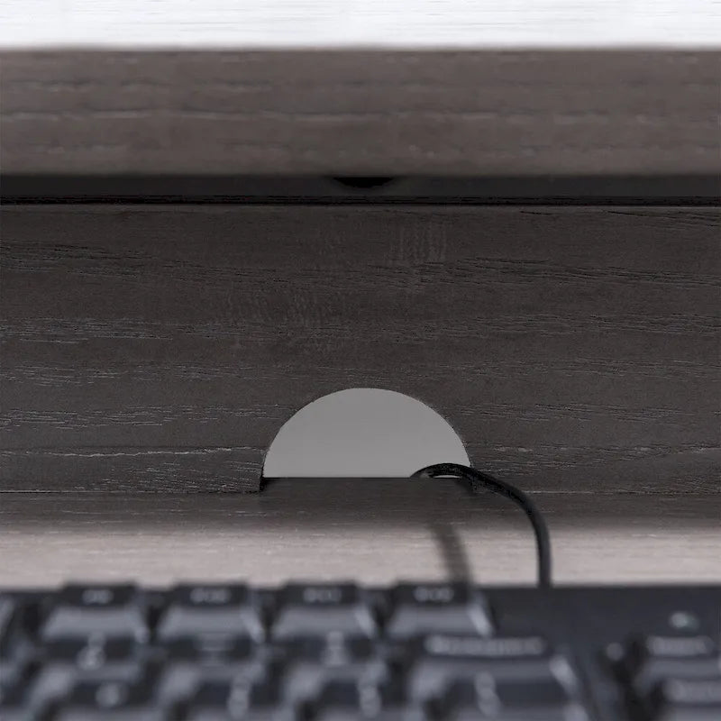 Bureau gris à 1 tiroir en métal et bois pour ordinateur/stylo