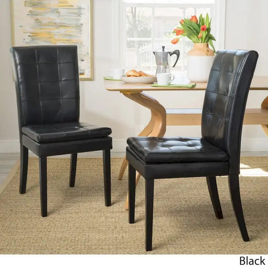 Chaises de salle à manger en cuir Crayton (lot de 2) par Christopher Knight Home