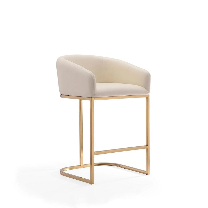Tabouret de bar Manhattan Comfort Louvre 36 po en acier inoxydable doré titane, hauteur comptoir