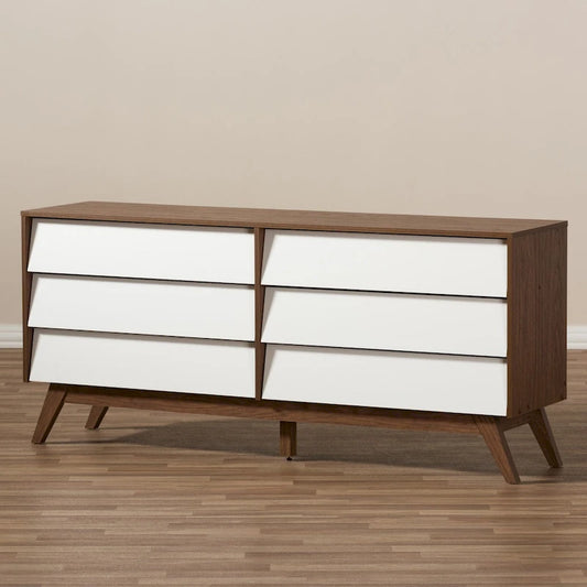 Commode blanche et brune de style Mid-Century par Baxton Studio