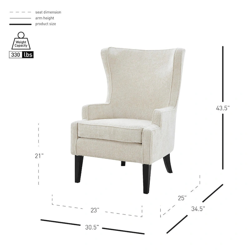 Fauteuil d'appoint Clementine KD en tissu à oreilles