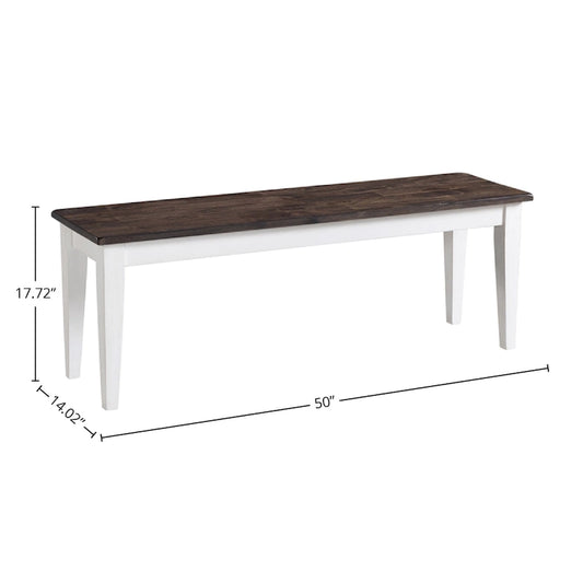 Banc Kona gris et blanc sans dossier avec assise en bois