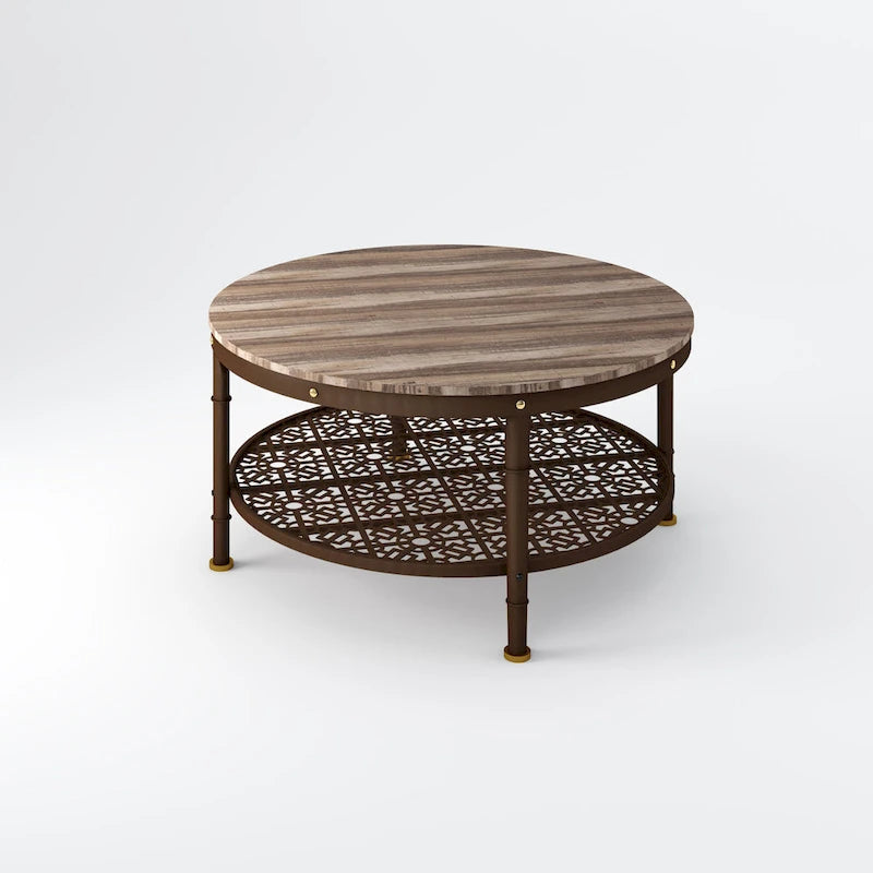 Table basse ronde Lotus Home 36 pouces avec rangement - 36 x 36 x 18 pouces