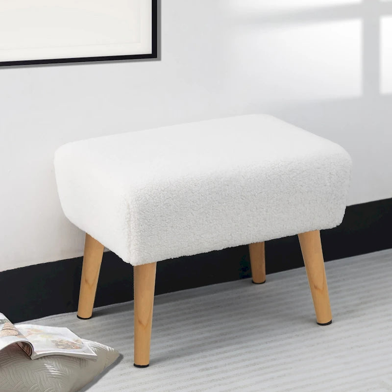 Tabouret repose-pieds ottoman Adeco avec pieds en bois