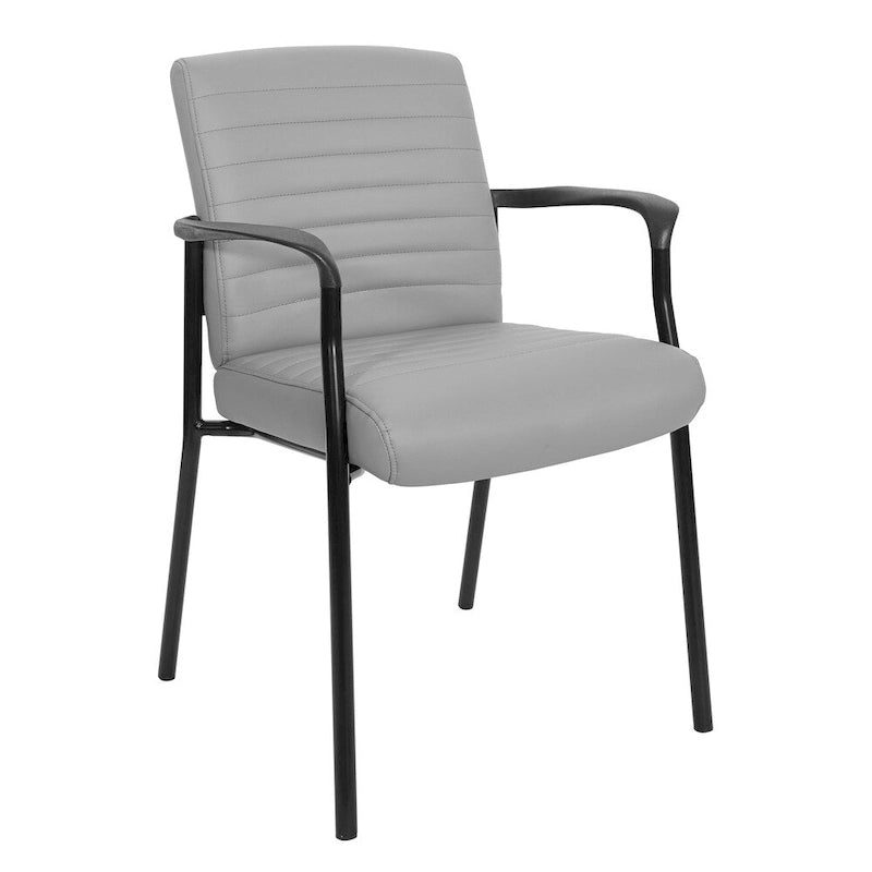 Fauteuil d'invité en similicuir avec cadre noir