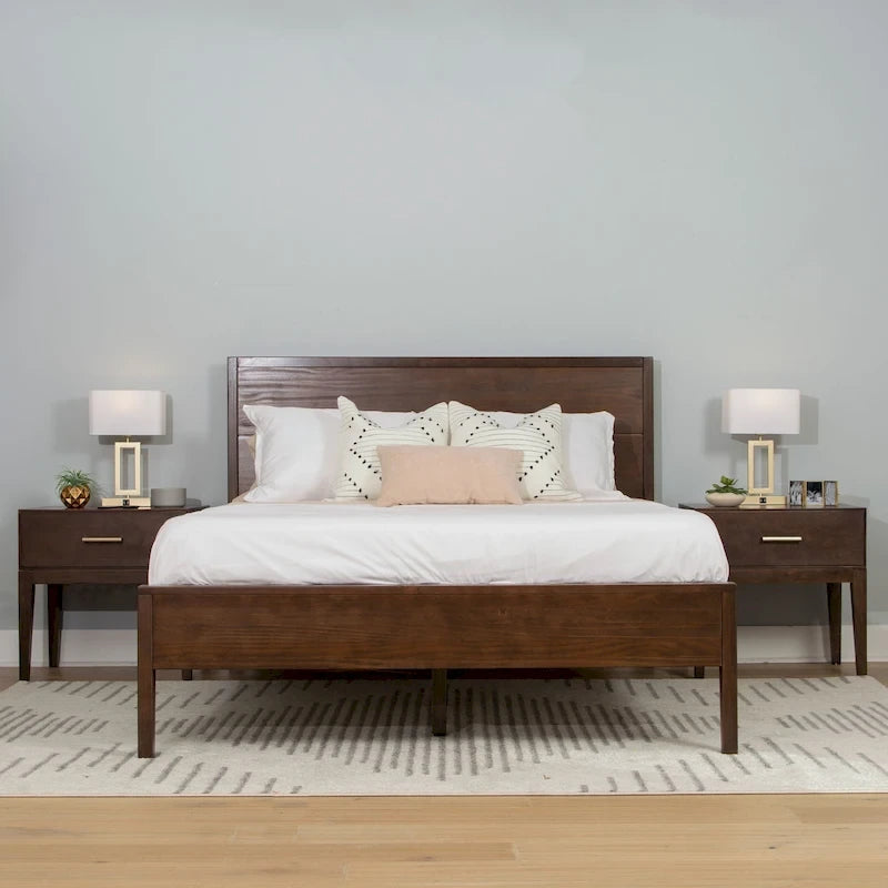 Ensemble de chambre à coucher 3 pièces Plank and Beam pour lit queen-size avec 2 tables de chevet