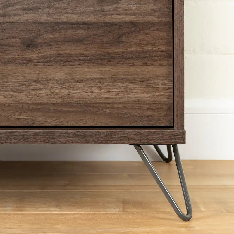 Commode Olvyn à 5 tiroirs, noyer naturel et anthracite