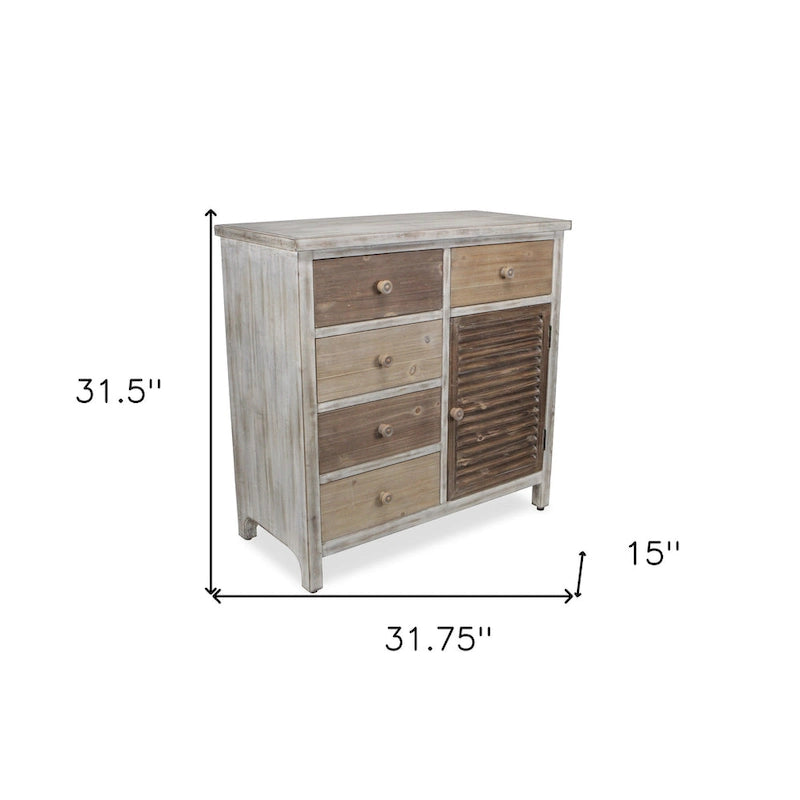 Table d'appoint HomeRoots 32 en bois massif rustique brun avec cinq tiroirs - 31,75