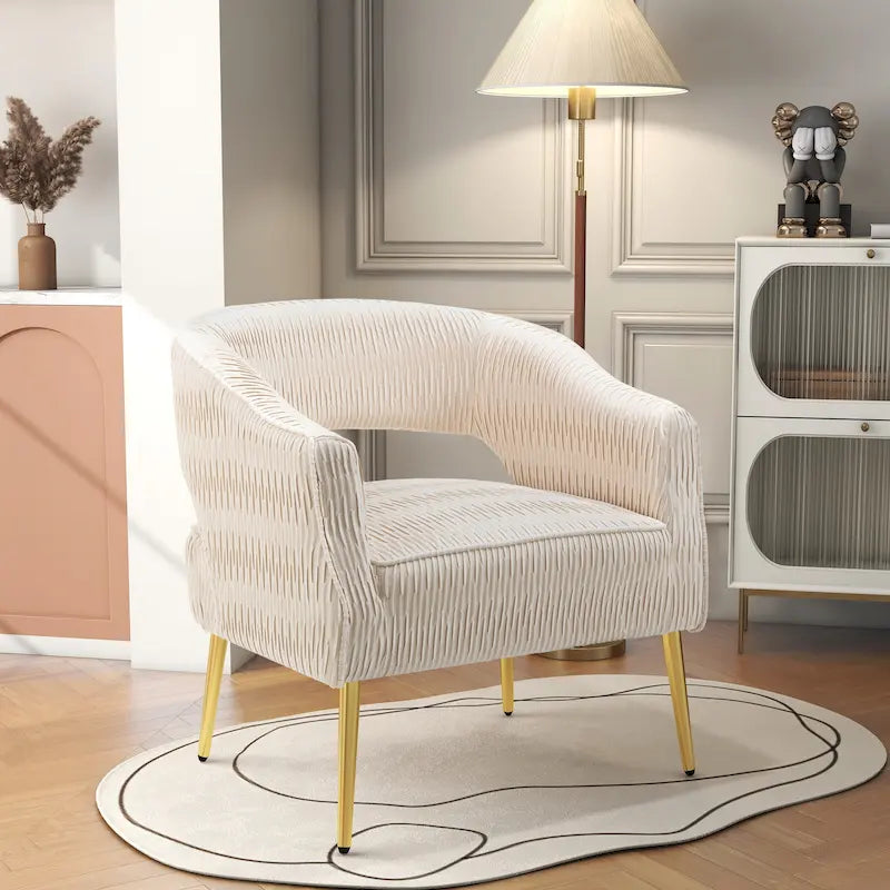 Fauteuil d'appoint contemporain à volants rembourrés