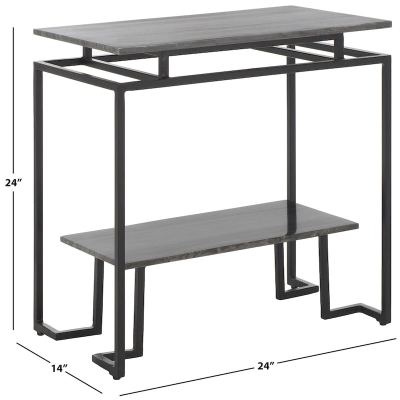 Table d'appoint rectangulaire à une étagère SAFAVIEH Malvina - 61 cm L x 36 cm P x 61 cm H