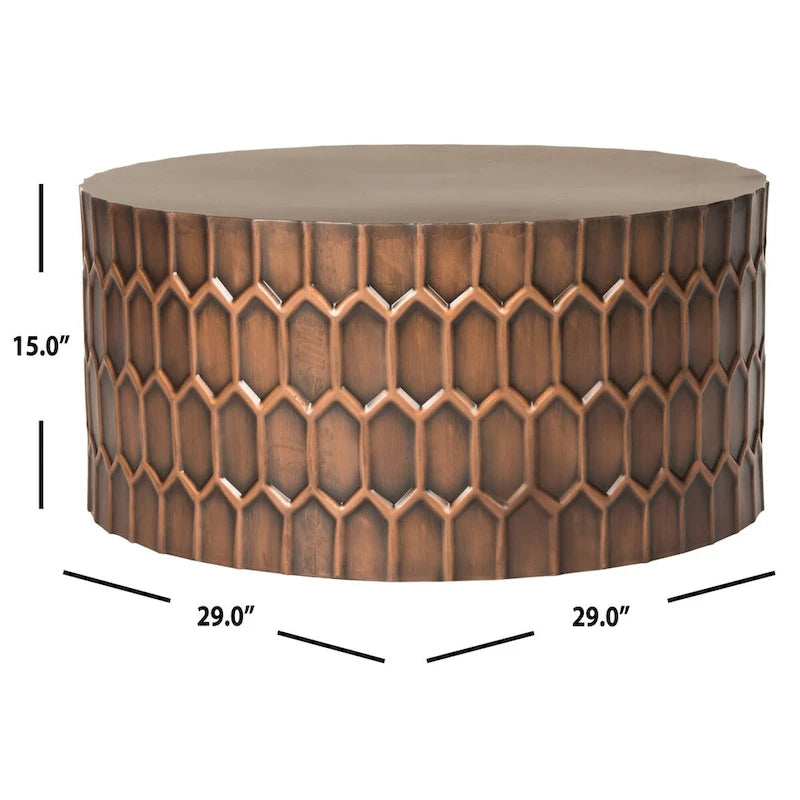 Table basse SAFAVIEH Marita en cuivre antique - 74 x 74 x 38 cm (29 x 29 x 15 po)