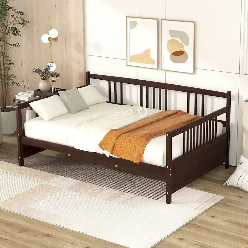 Lit de jour multifonctionnel en bois massif : format simple, rangement