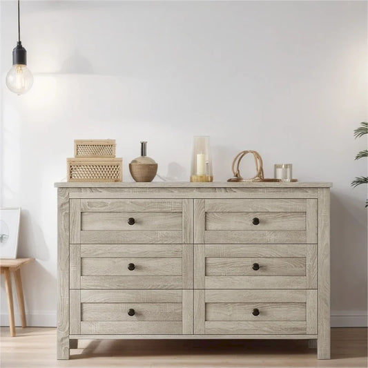 Commode en bois de style campagnard avec 6 tiroirs