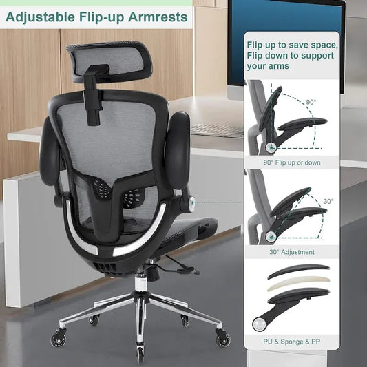 Chaise de bureau en maille, chaises de bureau pour la maison avec assise haute