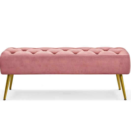 Yaheetech Repose-pieds capitonné en velours, pouf, table et banc - 451617