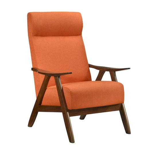 Fauteuil d'appoint Mary 32 pouces, lin polyester orange, bois massif