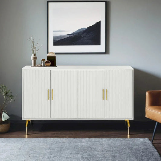 Meuble TV en bois avec armoire de rangement et étagères réglables, console multimédia pour salon ou chambre