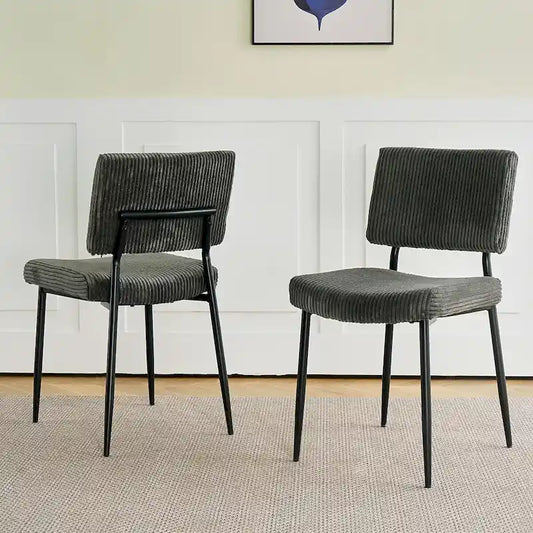 Chaise de salle à manger moderne et simple en velours, chaises rembourrées en tissu, tabouret de chambre, chaise de coiffeuse avec pieds en métal noir (lot de 2)