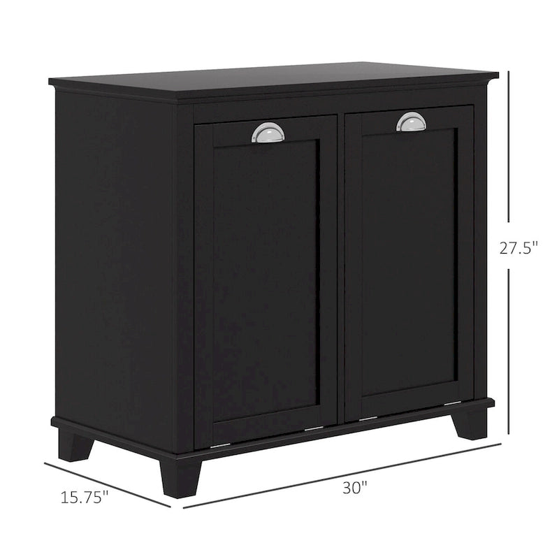 Meuble de rangement pour salle de bain avec panier à linge à double ouverture inclinable