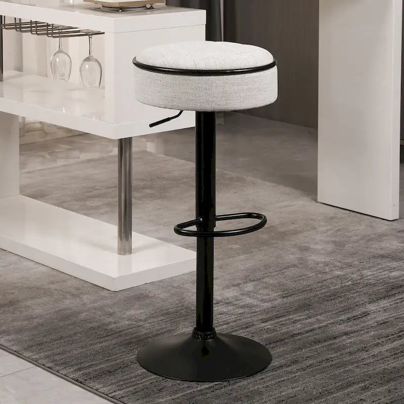 Tabouret de bar pivotant moderne en PU, réglable en hauteur, avec rangement, lot de 2