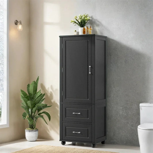 Armoire de rangement haute pour salle de bain, armoire de rangement autoportante