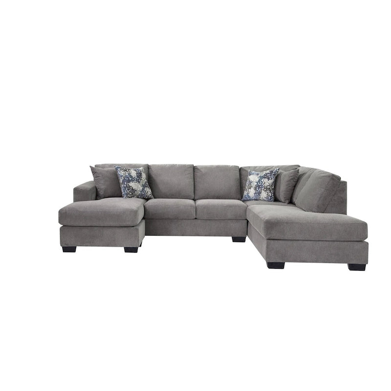 Canapé d'angle en forme de U American Furniture Classics Graphite, modèle A414V6-K2, avec 4 coussins décoratifs