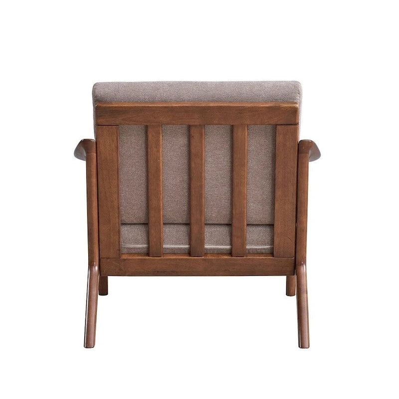 Fauteuil d'appoint en bois avec coussin amovible, coloris marron clair et marron