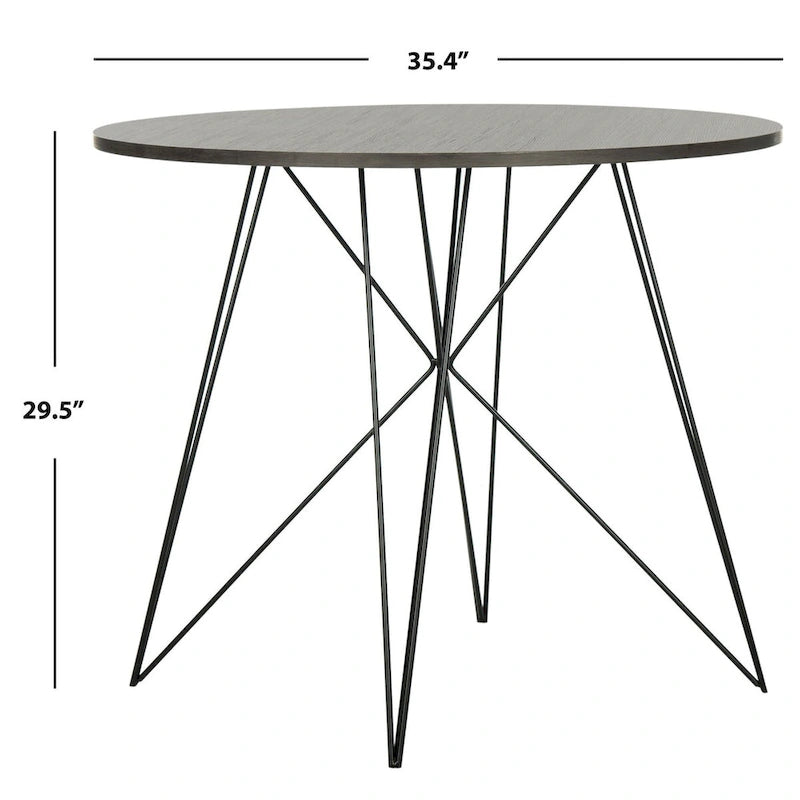 Table de salle à manger ronde SAFAVIEH Zorana gris foncé/noir - 90 x 90 x 75 cm (35 x 35 x 29,5 pouces) - 89 x 89 x 76 cm (35 x 35 x 30 pouces)