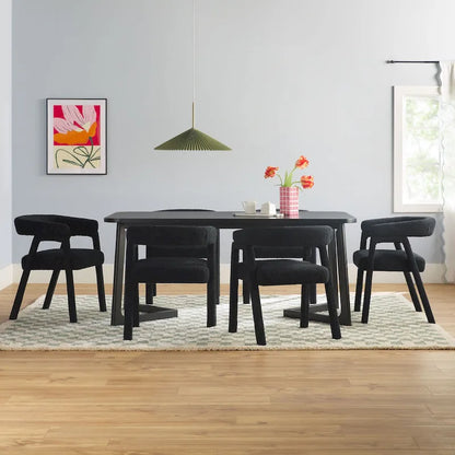 Ensemble de salle à manger Middlebrook 7 pièces en bois massif avec chaises entièrement recouvertes de tissu