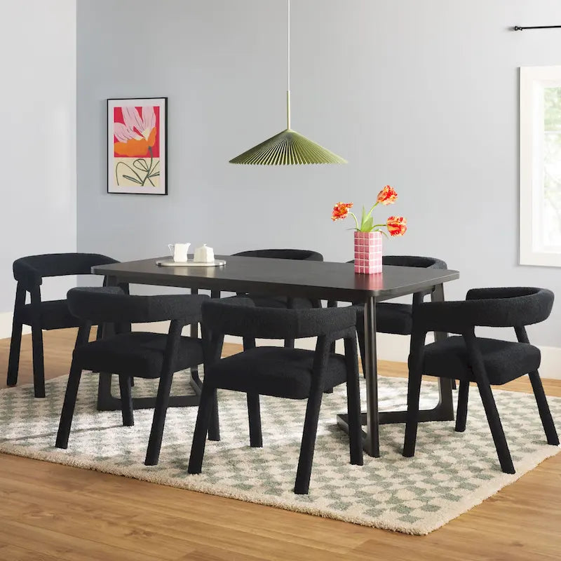 Ensemble de salle à manger Middlebrook 7 pièces en bois massif avec chaises entièrement recouvertes de tissu