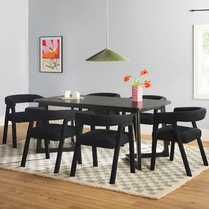 Ensemble de salle à manger Middlebrook 7 pièces en bois massif avec chaises entièrement recouvertes de tissu