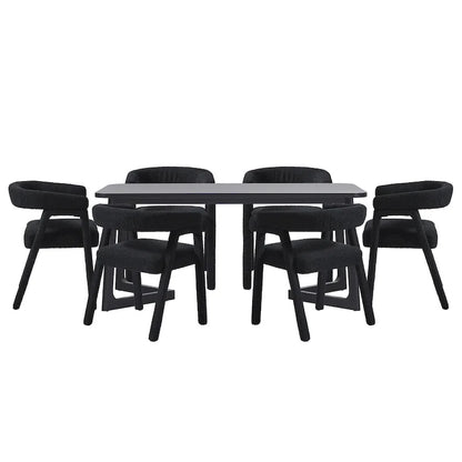 Ensemble de salle à manger Middlebrook 7 pièces en bois massif avec chaises entièrement recouvertes de tissu