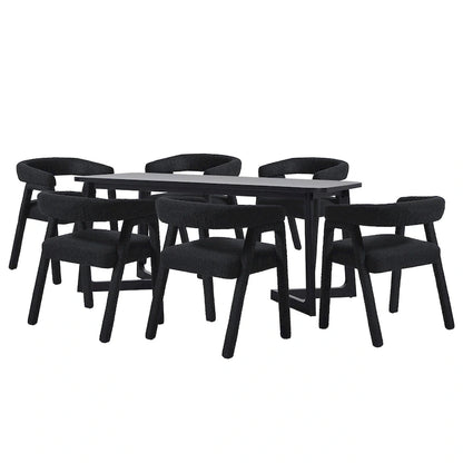 Ensemble de salle à manger Middlebrook 7 pièces en bois massif avec chaises entièrement recouvertes de tissu