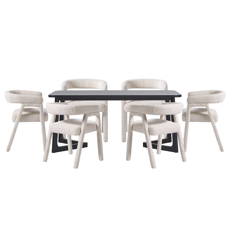 Ensemble de salle à manger Middlebrook 7 pièces en bois massif avec chaises entièrement recouvertes de tissu